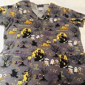 Halloween scrub top